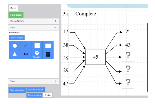 MathsPad authoring editor with drag and drop tools