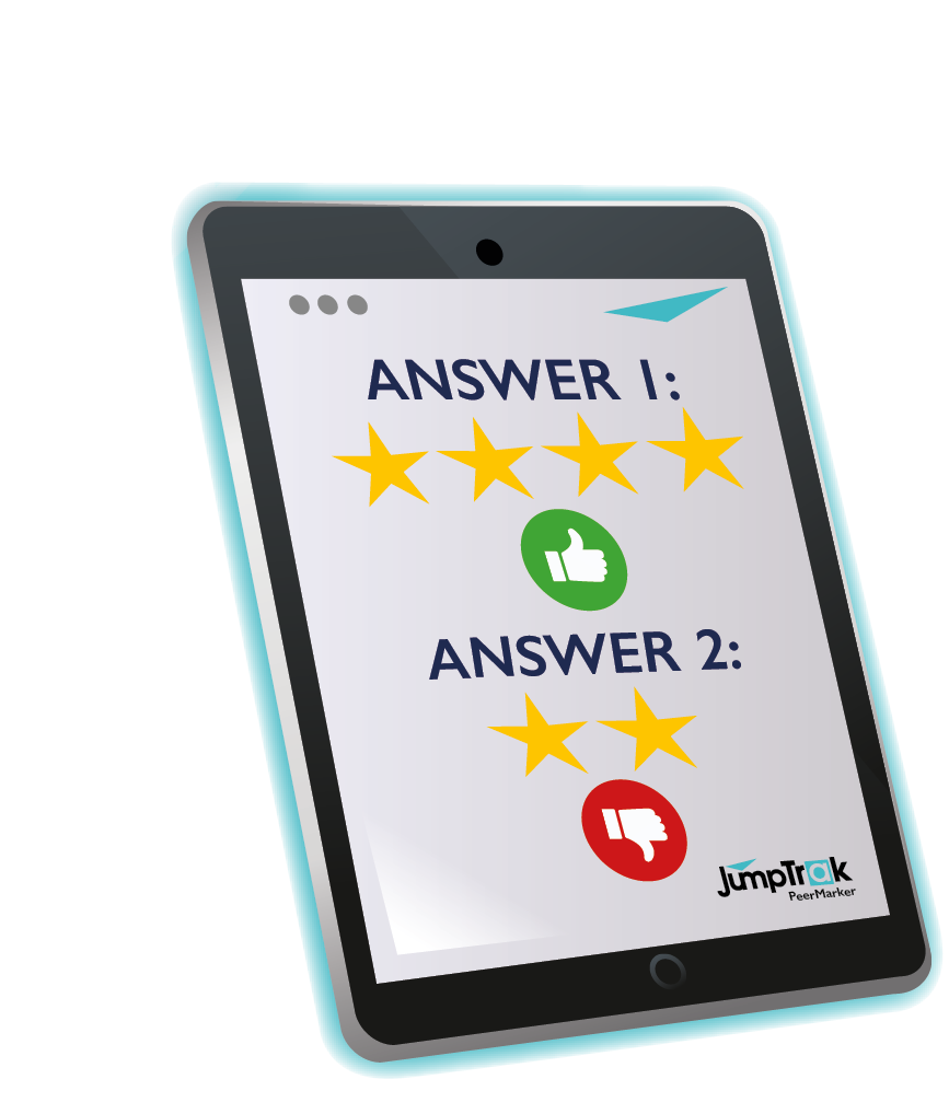 Tablet showing peer ranking choices